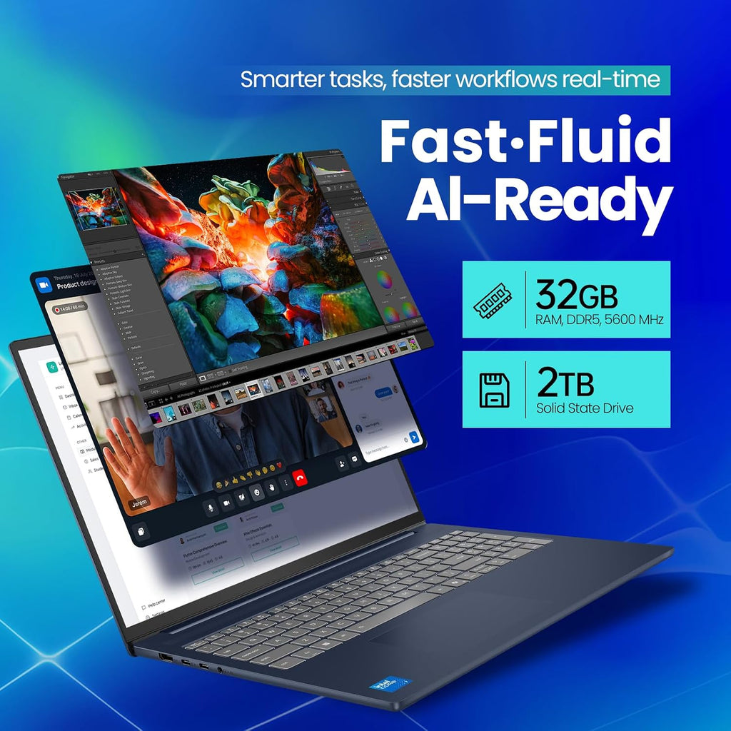 Lenovo IdeaPad Slim 5i Laptop Business 2026, 16' FHD+ Touchscreen, Intel Core 7 240H(Beat Ultra 7 255U), Facial Login IR Cam, Backlit KB, Win 11 Pro, Copilot, Al Voice Recorder (32GB DDR5 | 2TB SSD)