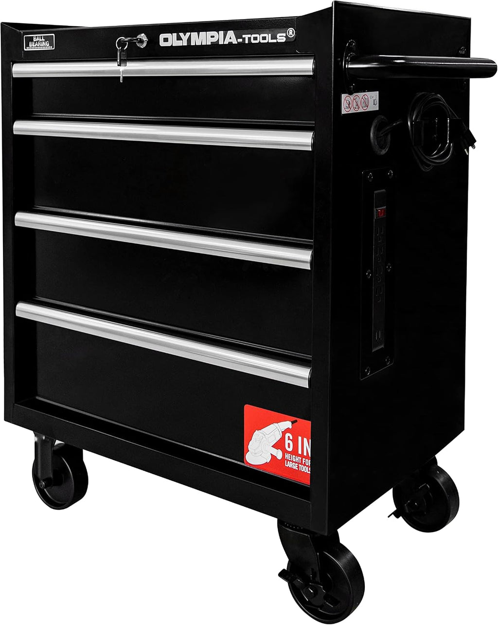 Olympia Tools 27-Inch Rolling Tool Cabinet with 4 Drawers - Mobile Tool Chest with Ball Bearing Slides and Fully Extendable Drawers for Garage Storage