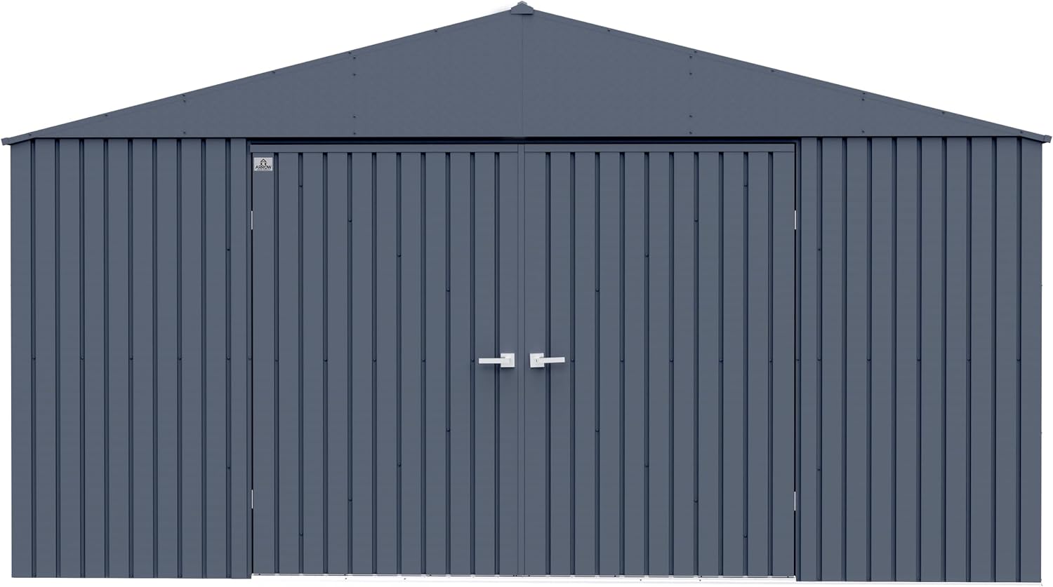 Arrow Shed Elite 14' x 14' Tall Outdoor Steel Storage Shed with High Gable and Lockable Doors Storage Building, Anthracite