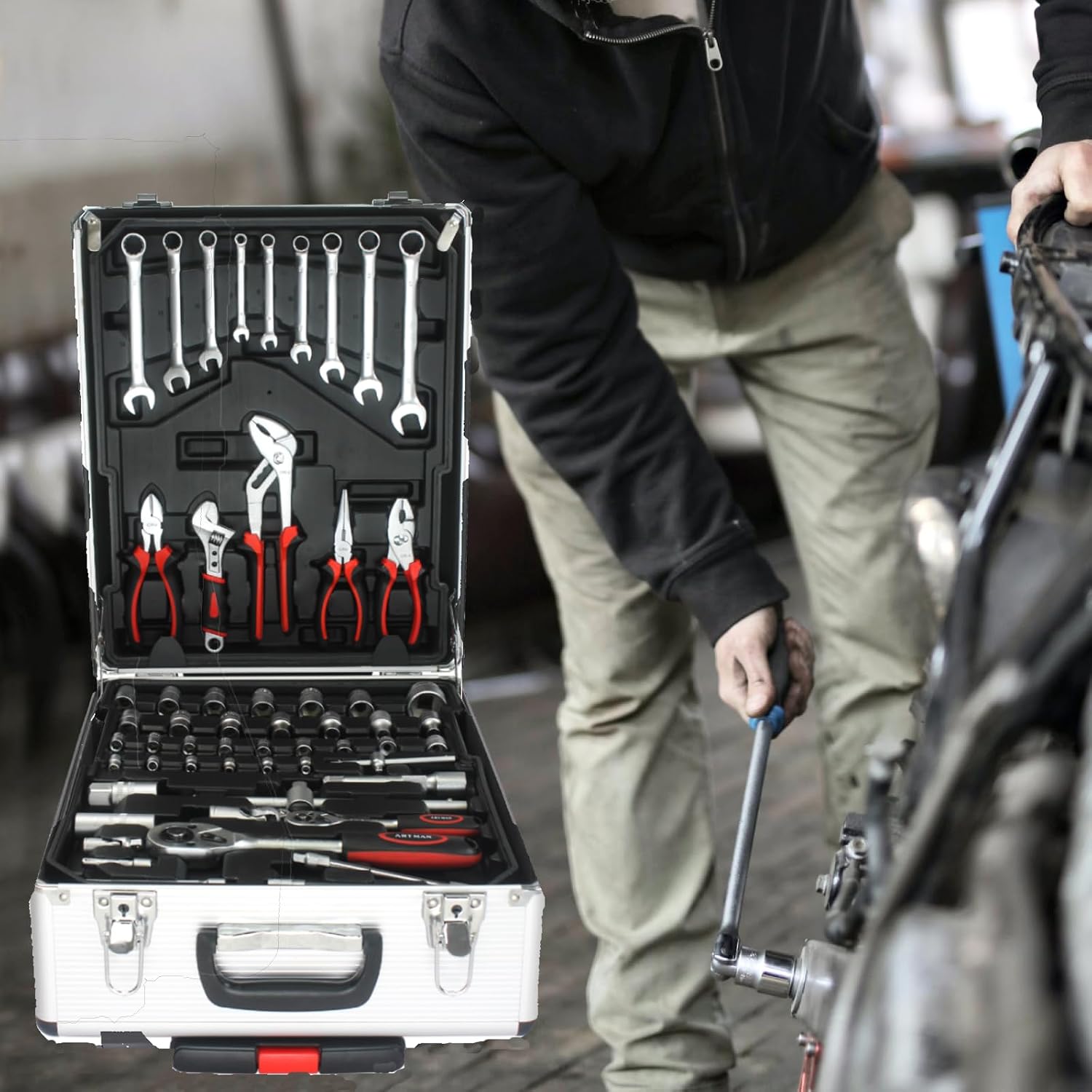 Home Tool Set Kit -899 PCS Home Auto Repair Tool Kit with Rolling Tool Box, Complete Hand Tool Set, Perfect for Homeowner, Diyer, Handyman