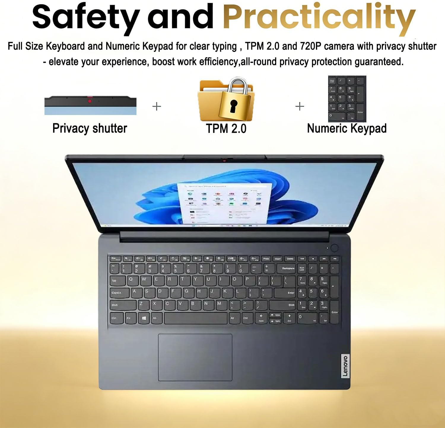 IdeaPad Slim • 15.6' Business Laptop with Microsoft 365 Included • 12GB DDR4RAM • 1.2TB Storage (256GB SSD + 1TB OneDrive) • Intel 4 Core • Privacy Shutter • Dolby Audio • Copilot AI • Windows 11