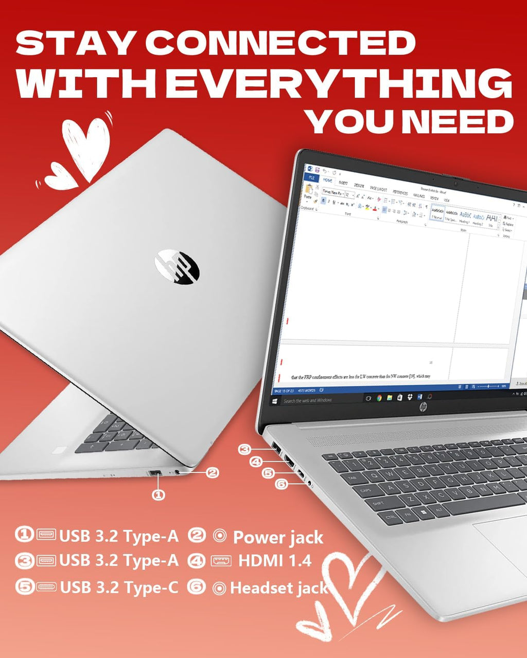 HP 2026 17.3 Flagship Laptop Computer for Business - Intel 10-Core i5 1334U(Beat i7 1355U), 32GB RAM, 1TB SSD, FHD(1920x1080), Windows 11 Pro, Backlit KB, Fingerprint, Office 365 for The Web