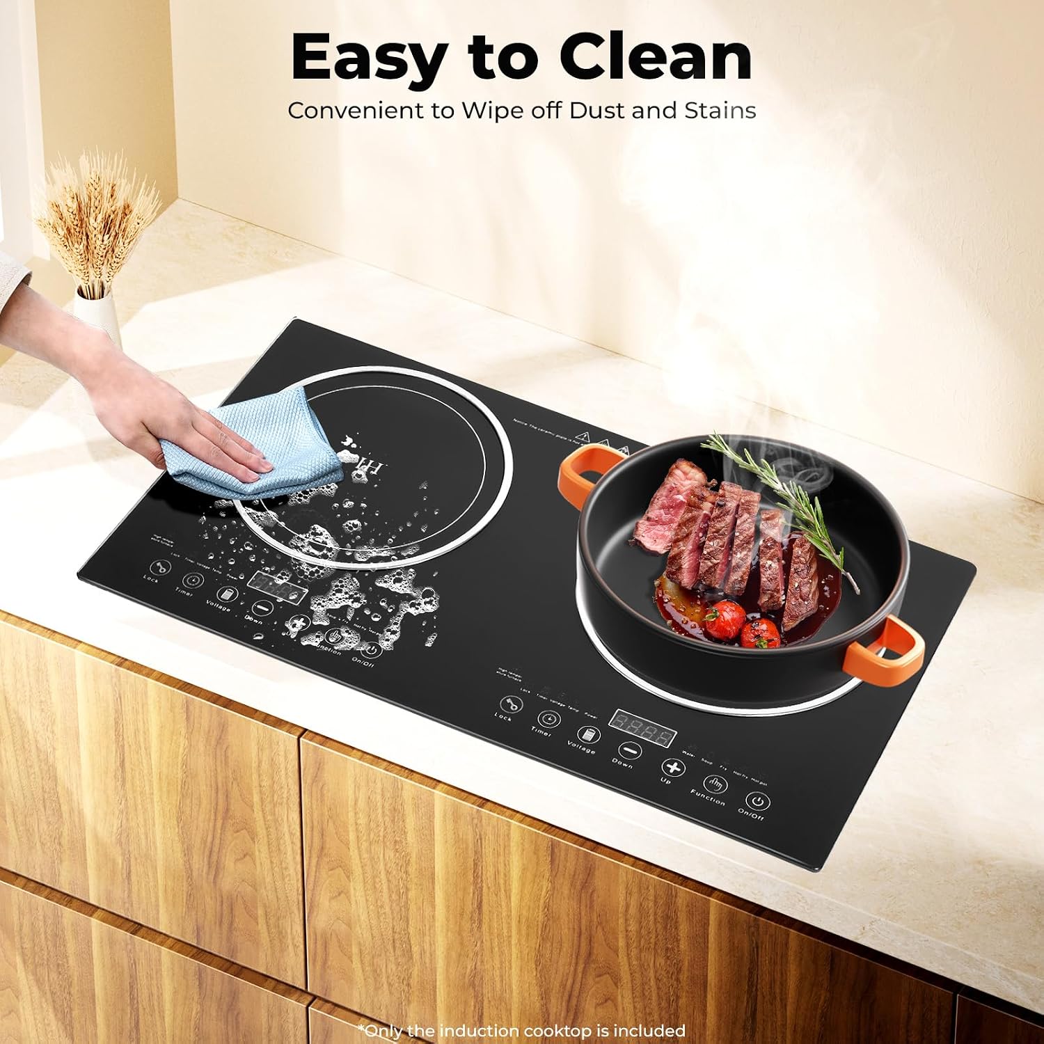 Empava Induction Cooktop 2 Burner, 110V Dual Induction Stove Top with Safety Lock 8 Gears Regulation Embedded/Countertop Inductions Cooker for Kitchen RV
