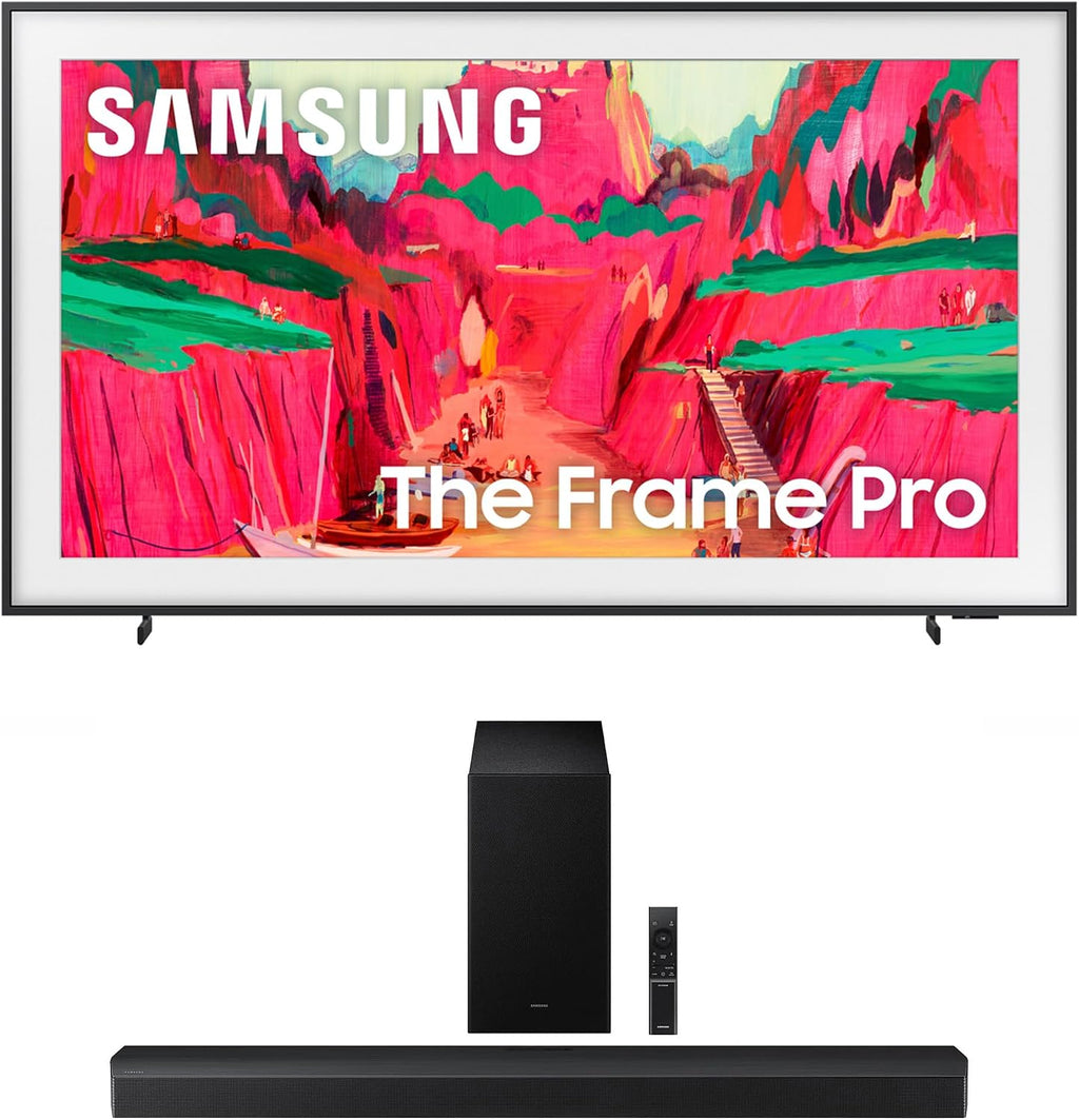 Samsung QN75LS03FWFXZA 75 Inch The Frame Pro Wireless 4K Neo QLED TV with a HW-B750F B Series Soundbar 5.1 Ch and Subwoofer (2025)
