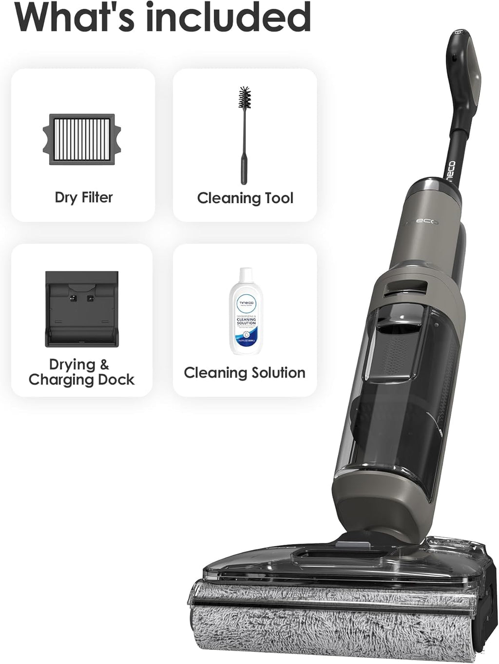 Tineco Floor ONE i6 Stretch Wet Dry Vacuum Cleaner, Vacuum & Mop All in One, 20kpa Powerful Suction, Up to 40 Minutes Runtime, 180° Lay-Flat, Anti-Tangle Design, Full-Path Self-Cleaning&185℉ Flashdry