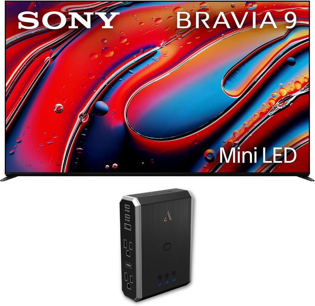 Sony K65XR90 65 Inch XR90 Series Bravia Mini LED HDR QLED 4K Google TV with an Austere 7S-PS4-US1 4-Outlet Power with Omniport USB (2024)