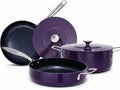 Nuwave Essential Series 5PC Ceramic Cookware Set PFAS-Free, G11 Duralon Blue Coating, Pots and Pans Set Non Stick, Diamond Scratch-Resistant,Stay-Cool Handle, Metal Lid,Induction Ready,Dishwasher Safe