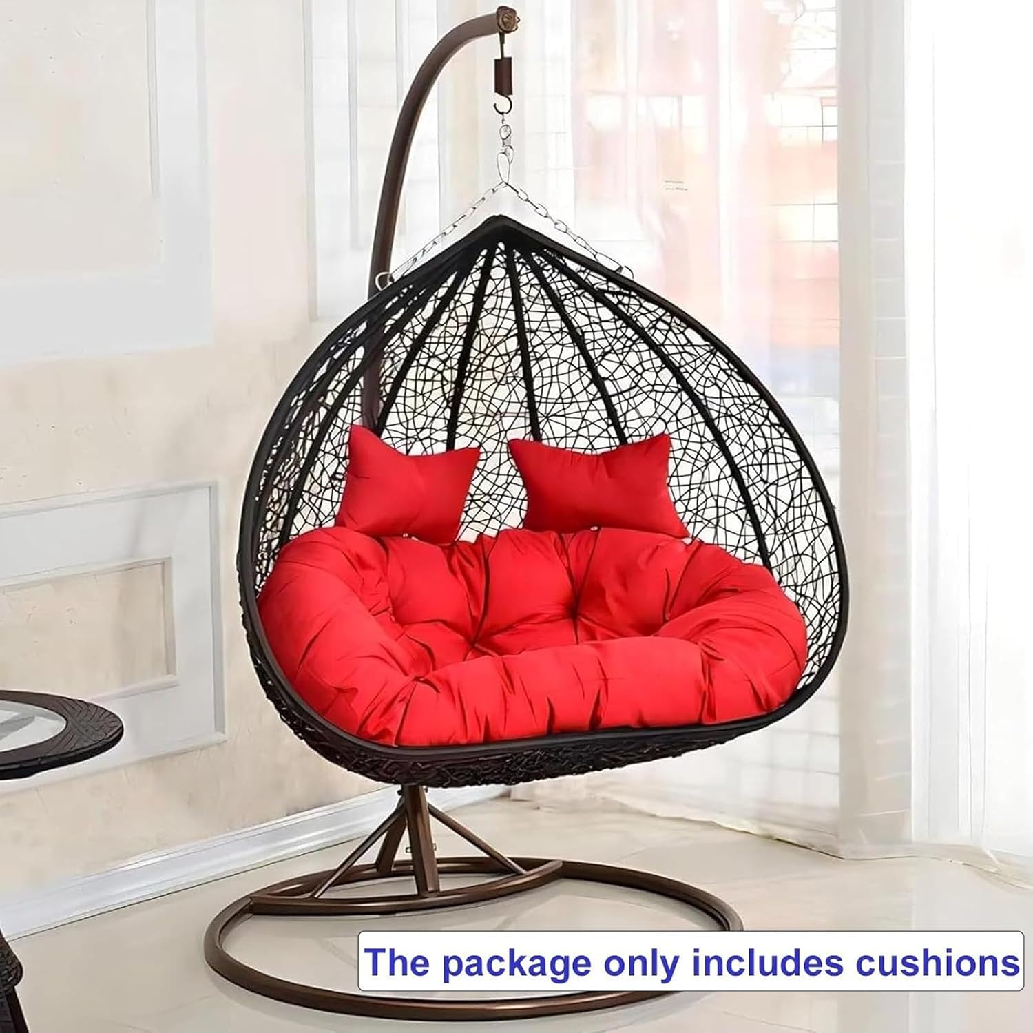 Washable Hanging Egg Chair Cushions Replacement, Double Swing Chair Cushion Waterproof Thicken(F,150 * 110cm/59 * 43in)