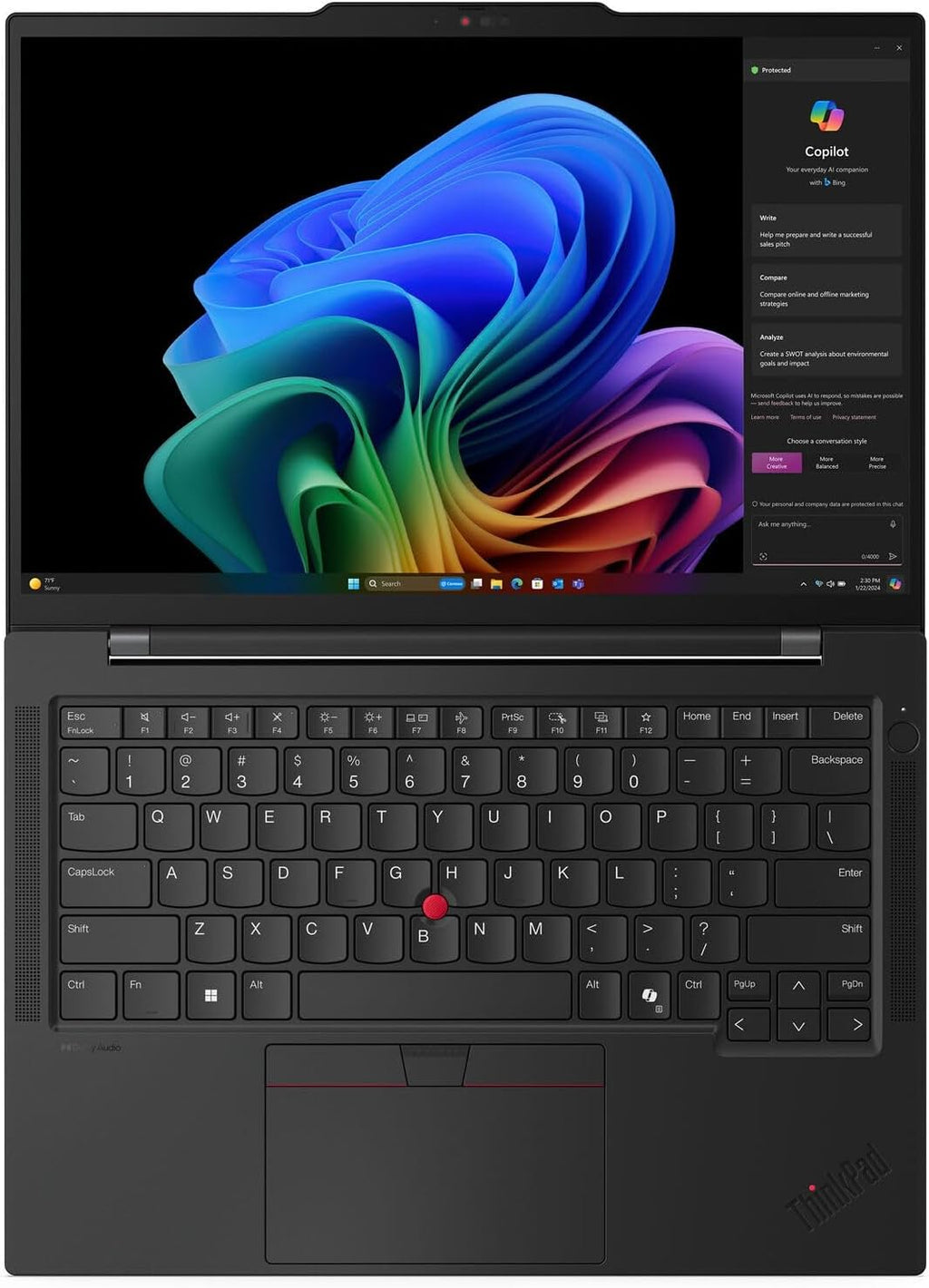 Lenovo ThinkPad T14s Gen 6 Ultraslim Copilot+ Laptop, Snapdragon X Elite X1E-78-100 Processor, 14' WUXGA (1920 x 1200), IPS, Anti-Glare, 32GB DDR5, 1 TB SSD, Qualcomm Adreno GPU, Windows 11 Pro- Black