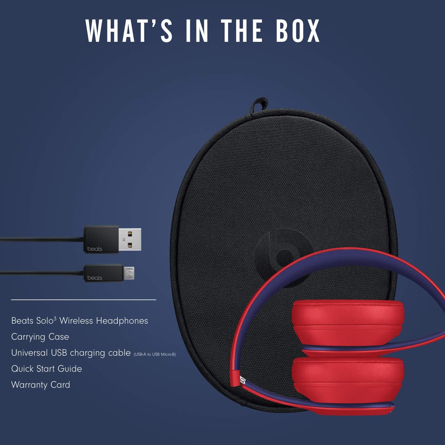 Beats Solo3 Wireless On-Ear Headphones - Apple W1 Headphone Chip, Class 1 Bluetooth, 40 Hours of Listening Time, Built-in Microphone - Club Red (Latest Model)