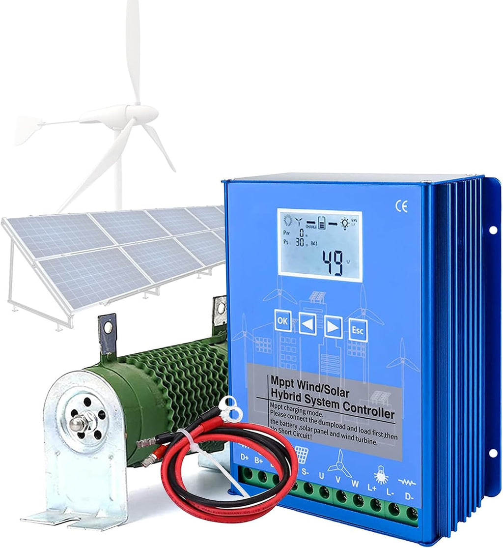 6000W 12V/24V/48V Wind Turbine Solar Hybrid MPPT Charge Boost Controller with Unloader Suitable for 3000w Wind Generator 3000w Solar Panel System Controller,12v