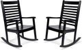 Shine Company Modern Wood Rocking Chairs, Ergonomic Wide Seat Porch Rockers, 2-Pack, Black