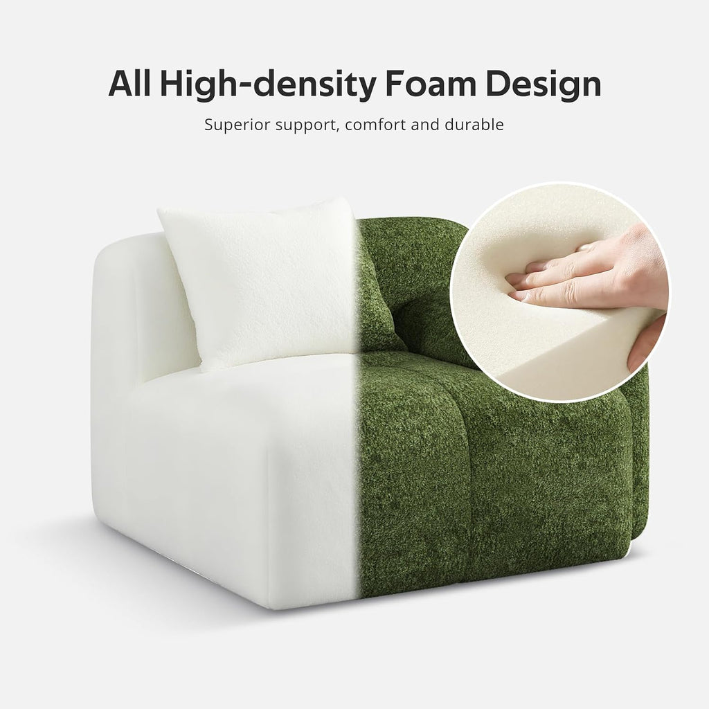 118'' Modern L-Shaped Modular Sectional Sofa for Living Room，Oversized 3-Seater Couch with Deep Seat and Movable Ottoman – No Assembly,Comfortable Chenille Fabric Boneless Sofa (Dark Green)