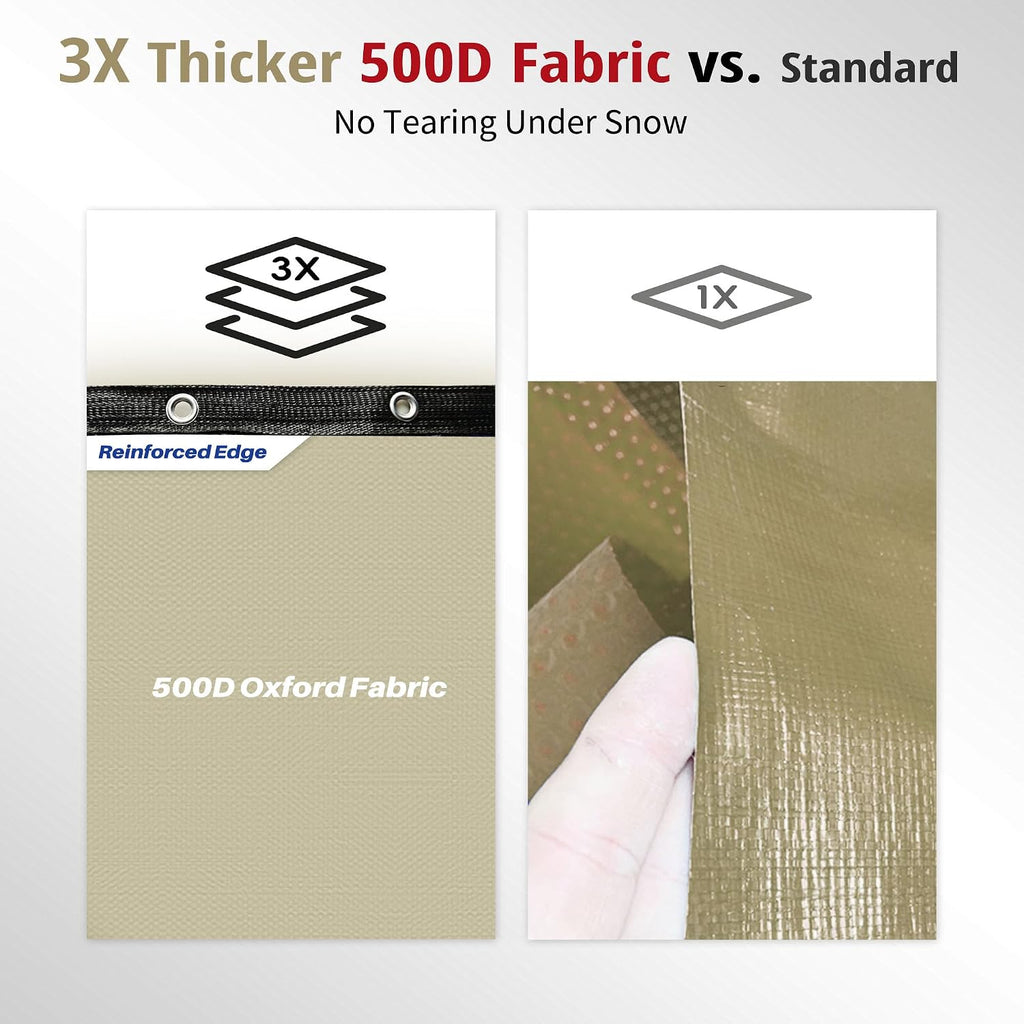[Upgrade] 18ft/21ft/24ft/28ft Pool Cover for Above Ground Pools,21 Feet Winter Round Swimming Pool Cover with 4 Foot Overlap Extra Thick 500D Cable & Heavy-Duty Winch 21 Foot Round Pool Covers Beige