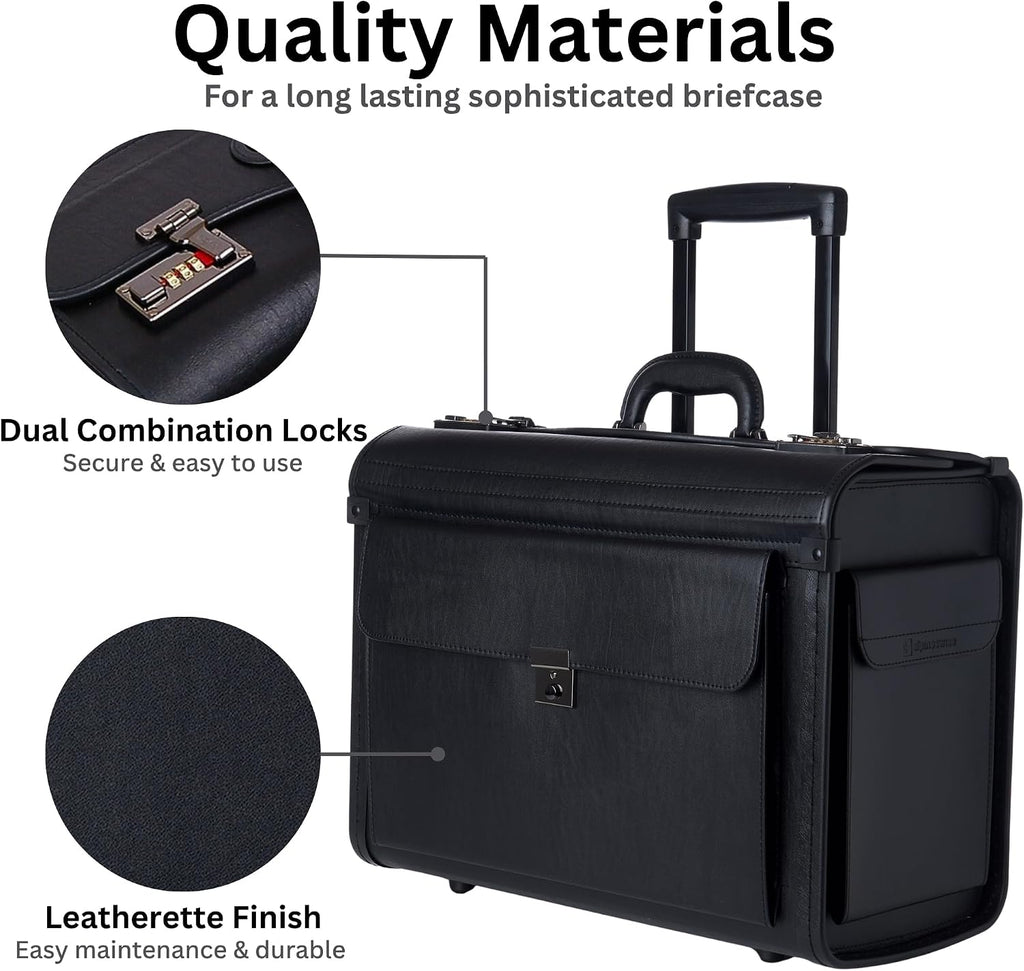 Alpine Swiss Rolling 17' Laptop Briefcase on Wheels Attache Lawyers Case Legal Size