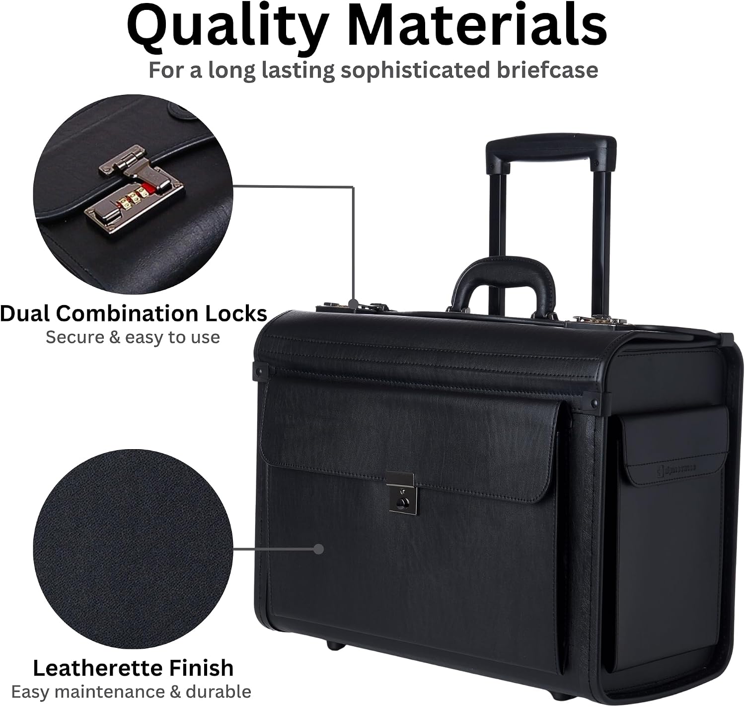 Alpine Swiss Rolling 17' Laptop Briefcase on Wheels Attache Lawyers Case Legal Size