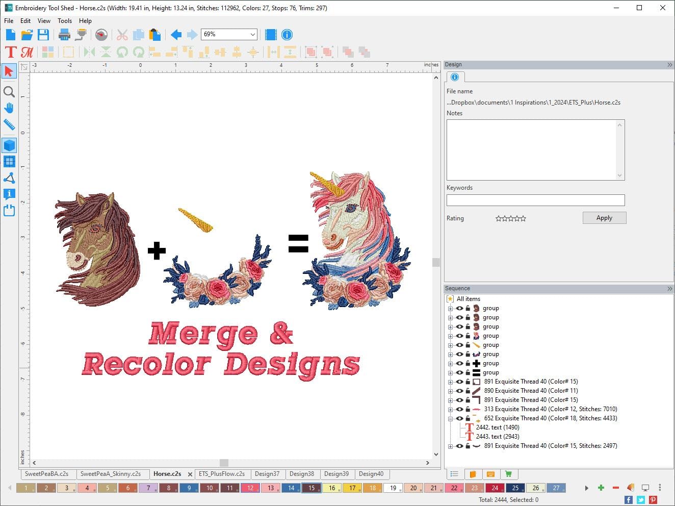 Embroidery Tool Shed PLUS - Machine Embroidery Editing Software for PC & MAC