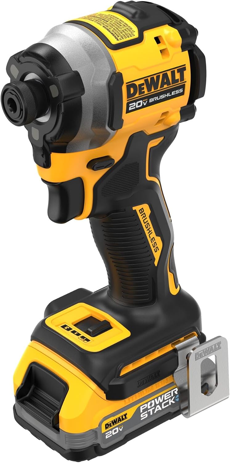 DEWALT 20V MAX ATOMIC Cordless Impact Drill Driver Kit, 1/4 Inch, Battery and Charger Included (DCF850E1)