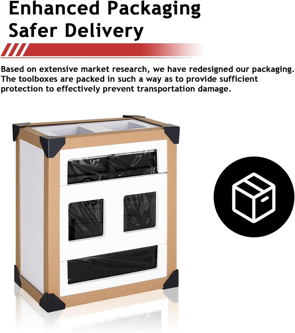 AirWire Tool Chest,5-Drawer Rolling Tool Storage Cabinet with Enhanced Packaging, Detachable Top Tool Box, Metal Tool Cart for Garage Workshop,Black, ATC001BK