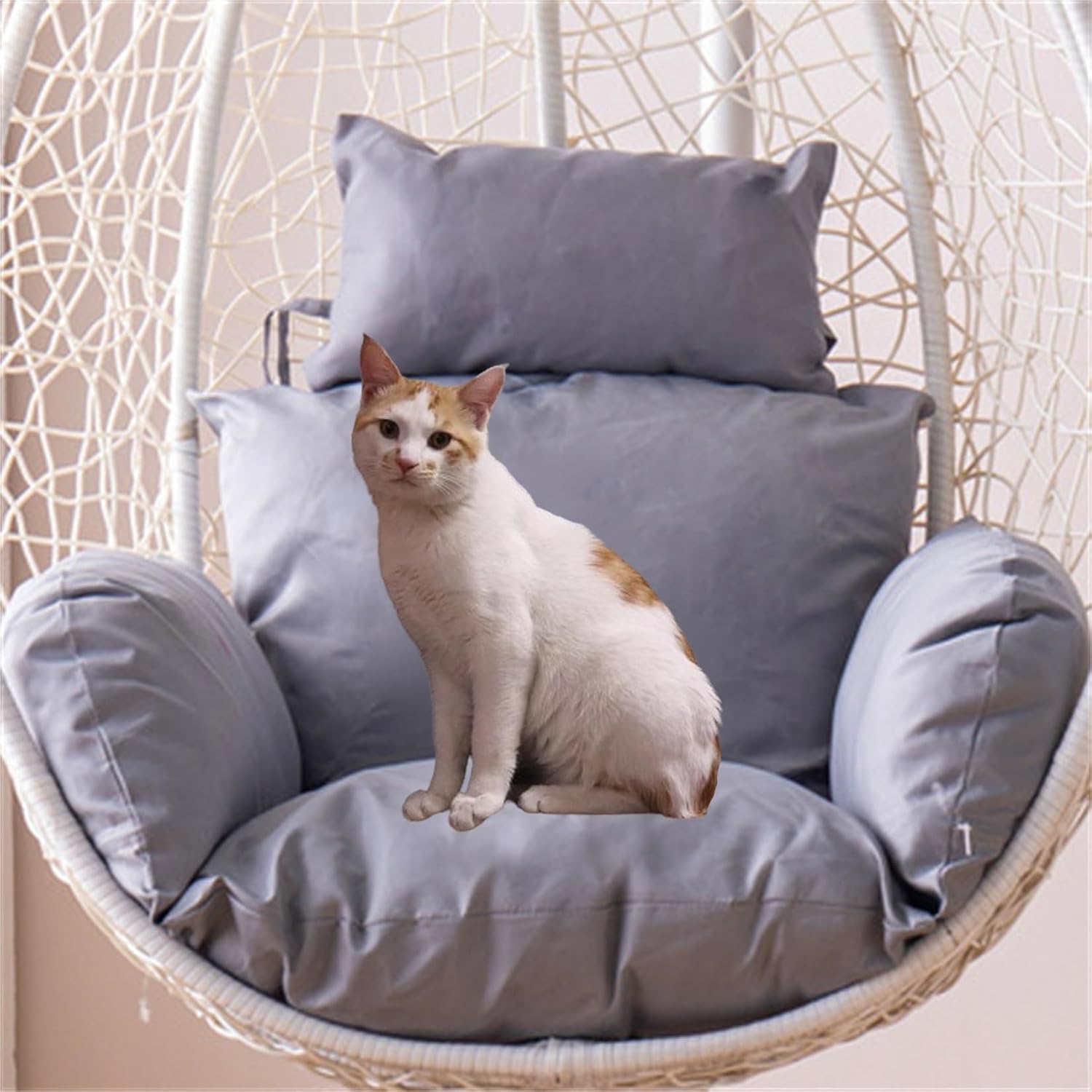 Egg Chair Cushion, Soft and Comfortable Hanging Basket Chair Cushion, Outdoor Recreation Egg Swing Chair Cushion(Gray)