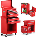 ERGOMASTER Rolling Tool Chest Cabinet Big Tool Storage Cabinet on Wheels and Lock System, Toolbox Organizer with Sliding Liner - 6-Drawers & Red