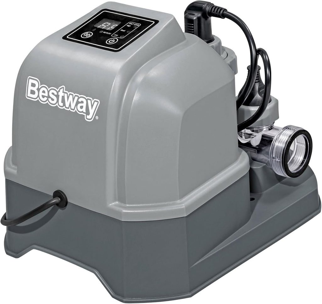 Bestway Flowclear Hydrogenic 6 G/H Digital Self Cleaning Saltwater Chlorinator with Adapters and pH Test Strips for Above Ground Swimming Pool