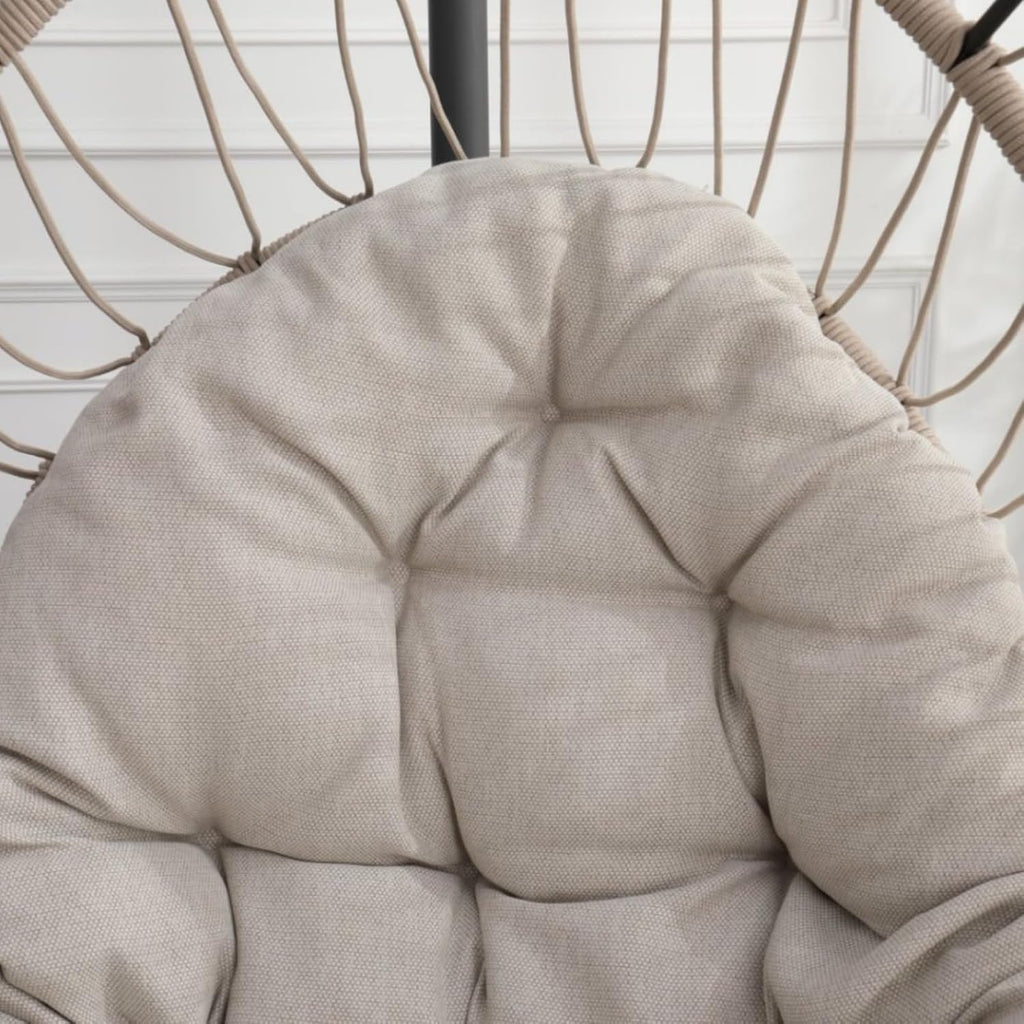 Outdoor Egg-Shaped Hanging Chair with Stand, Patio Wicker Swing, Indoor Rocking, Outdoor Hammock, Linen Gray