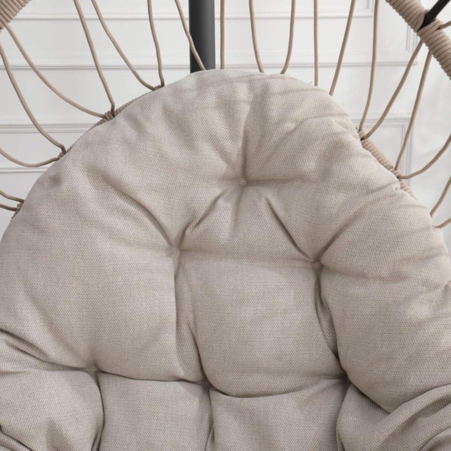 Outdoor Egg-Shaped Hanging Chair with Stand, Patio Wicker Swing, Indoor Rocking, Outdoor Hammock, Linen Gray