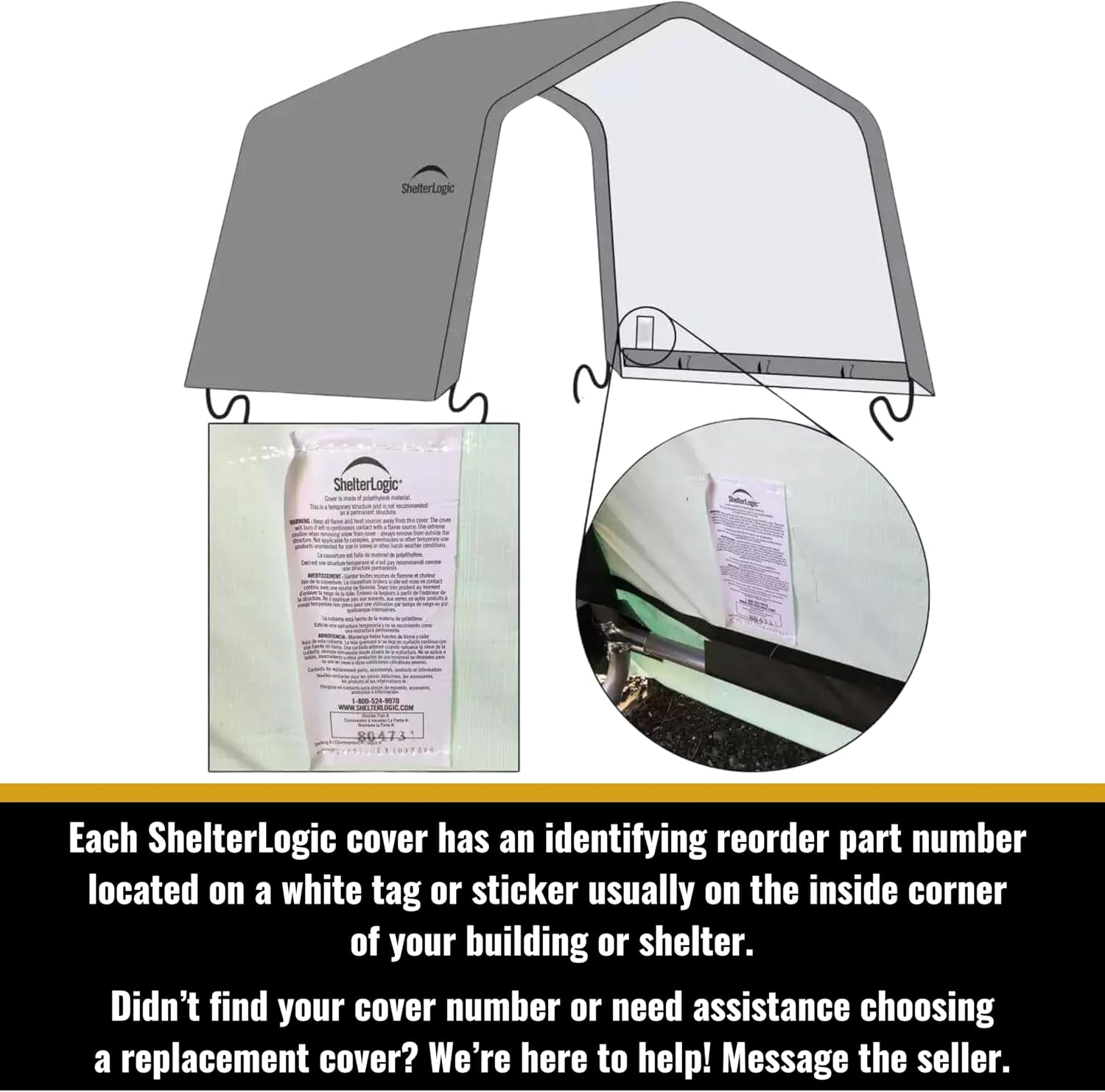 ShelterLogic Replacement Cover Kit (Frame Not Included) 12x12x8 Peak Gray 90505 (7.5oz Gray)