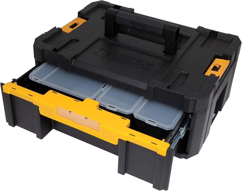 DEWALT Tool Organizer, TSTAK III, Single Deep Drawer, Heavy Duty Latches, Removable Compartments for Small Tools and Accessories (DWST17803) (Pack of 4)