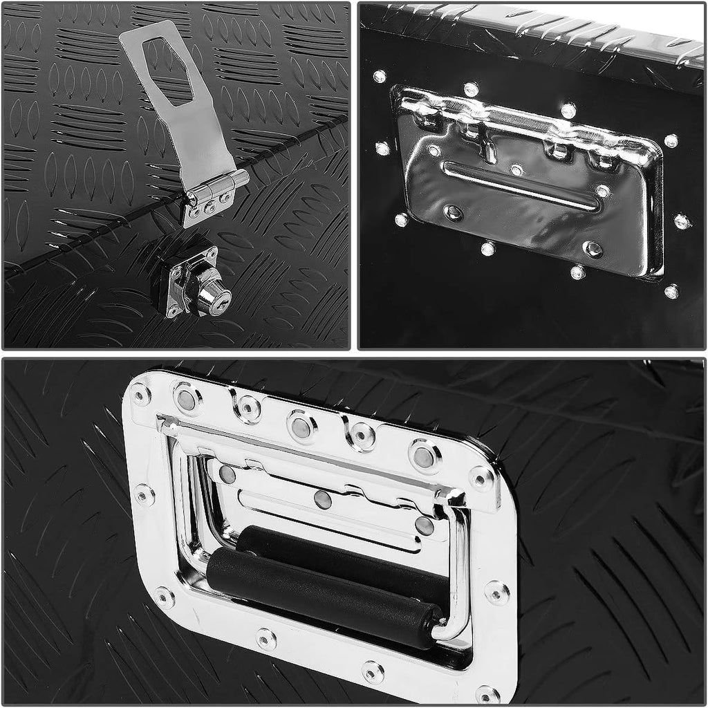 DNA MOTORING Lockable Storage Box, Truck Tool Organizer - Aluminum, 30'x13'x10', Black, Comes With Lock & Keys