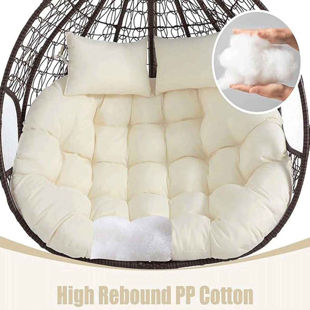 Hanging Basket Cushion，Waterproof Outdoor Swing Chair Cushion with High Elasticity Cotton and Skin Friendly Fabric, Suitable for Outdoor Hanging Baskets (with 2 Pillows)(59in*39in, Black)