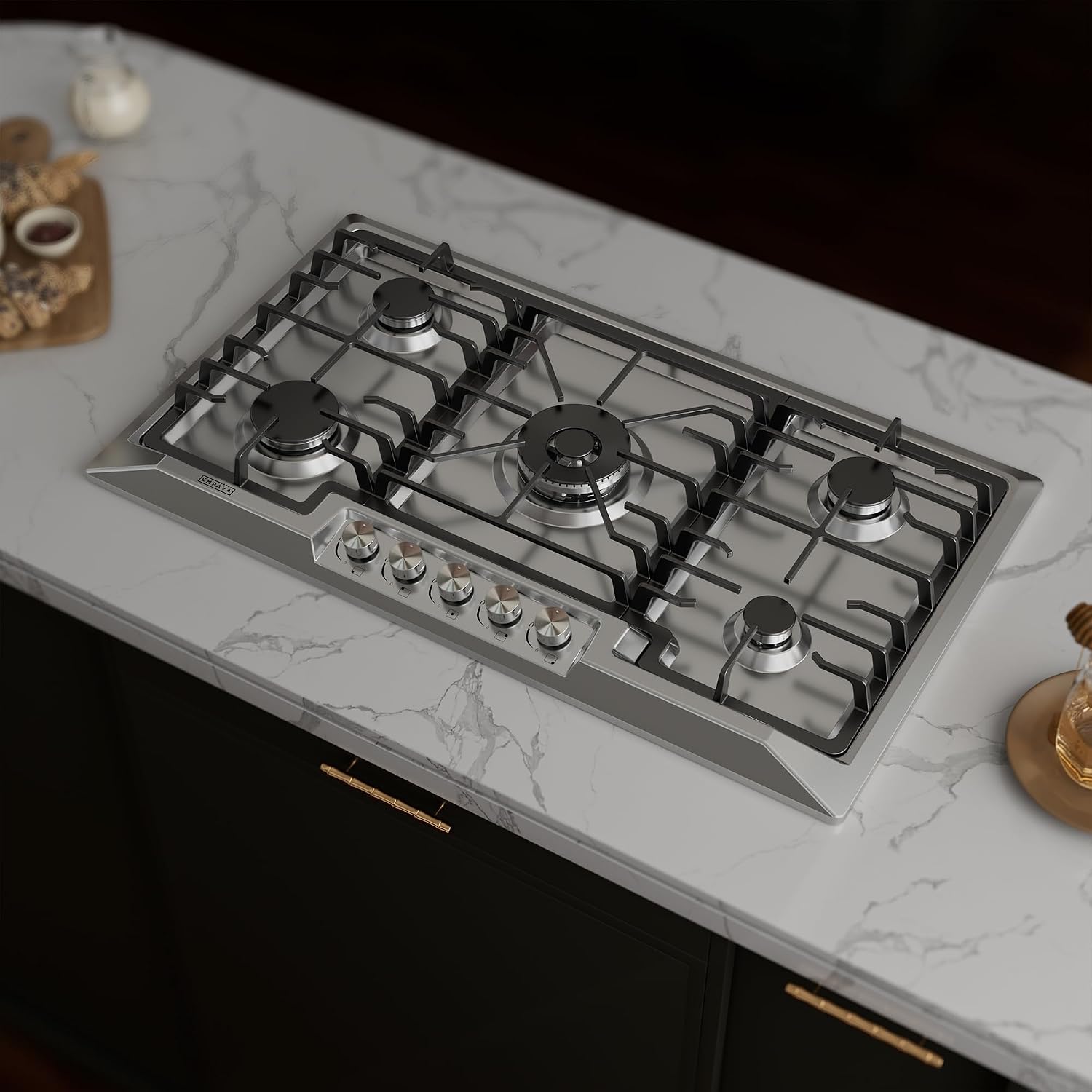 Empava 36' Recessed Gas Stove Cooktop with 5 Italy SABAF Sealed Burner NG/LPG Convertible in Stainless Steel