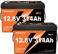 2 packs 12V 300Ah (314Ah) LiFePO4 Lithium Battery 4019Wh 15000+ Deep Cycle Low Temp Cut-Off Rechargeable RV Battery Perfect for Off Grid Applications Camping Marine Boat Solar System