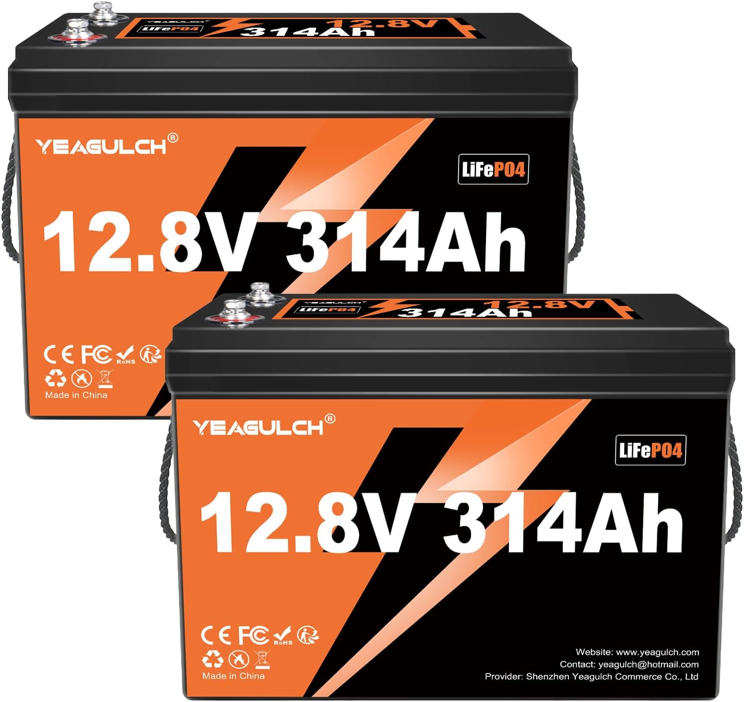 2 packs 12V 300Ah (314Ah) LiFePO4 Lithium Battery 4019Wh 15000+ Deep Cycle Low Temp Cut-Off Rechargeable RV Battery Perfect for Off Grid Applications Camping Marine Boat Solar System