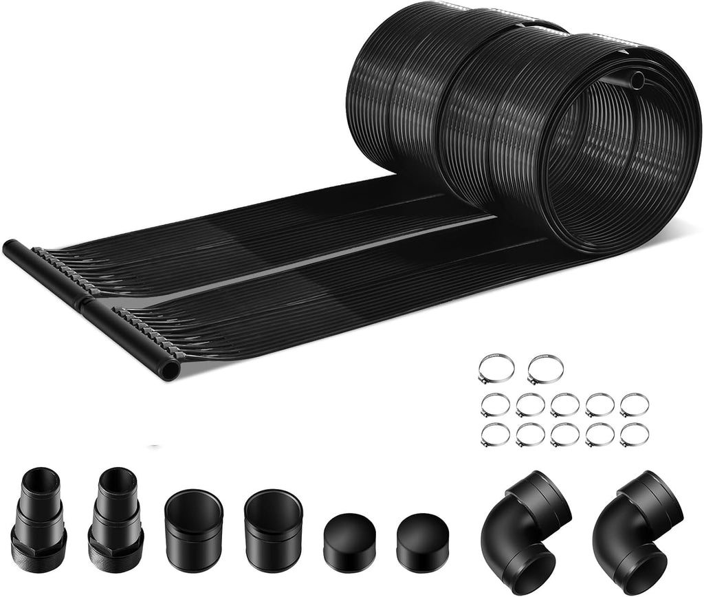 IRONMAX Solar Pool Heater, 2.5 x 16.5 Feet In-Ground/Above-Ground Swimming Pool Heating System, Weatherproof Pool Warmer, Portable Solar Panel Heater for Outdoor Roofs (16.5 FT)
