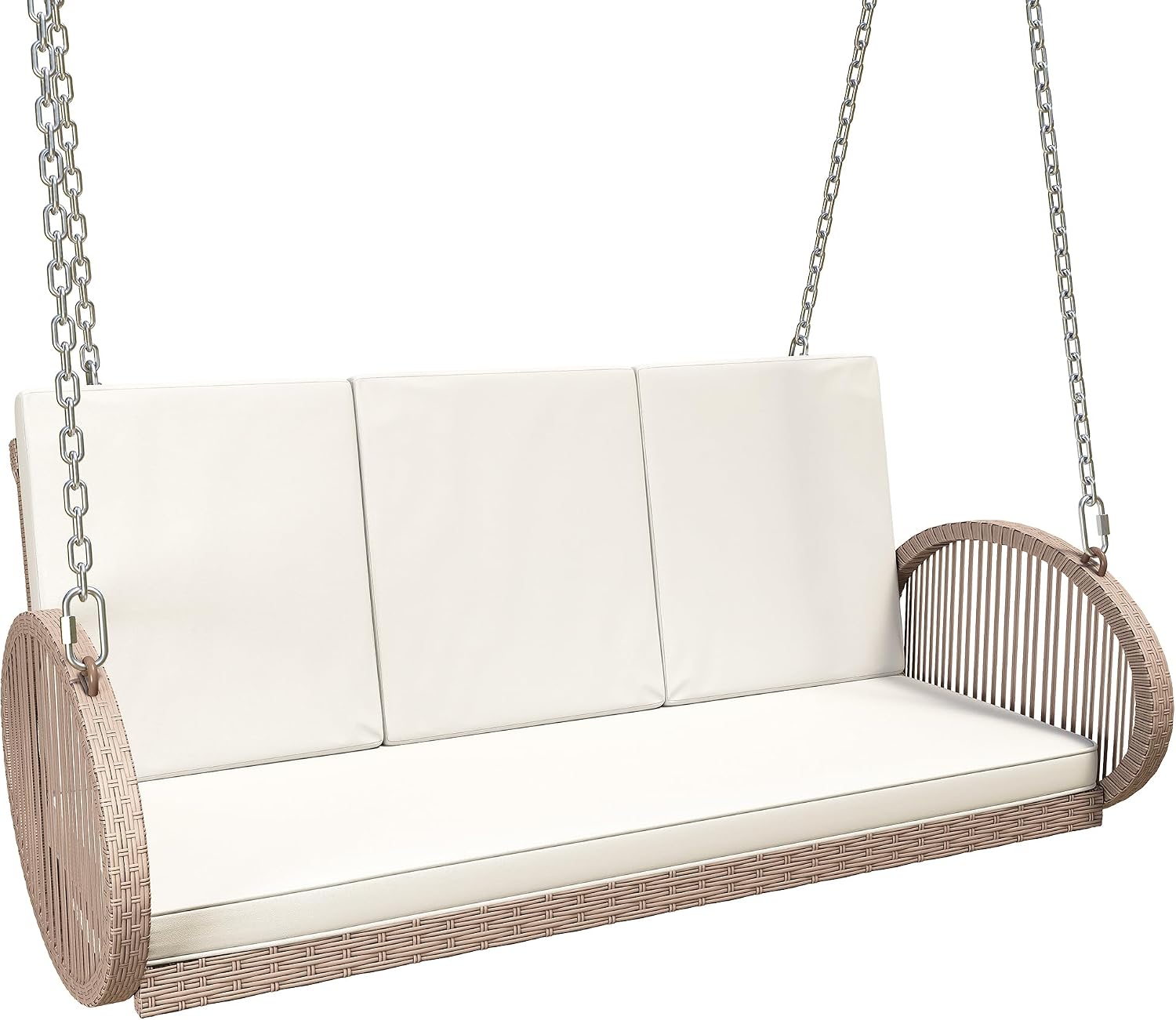 YITAHOME Hanging Porch Swing Chair Sits 3 People, Beige