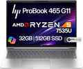 HP ProBook 465 460 G11 Business Laptop 16' FHD+ Display, AMD Ryzen 5 7535U, 32GB DDR5 RAM, 512GB NVMe, Wi-Fi 6E, RJ-45, Webcam, Backlit Keyboard, Win 11 Pro - Pike Silver Plastic