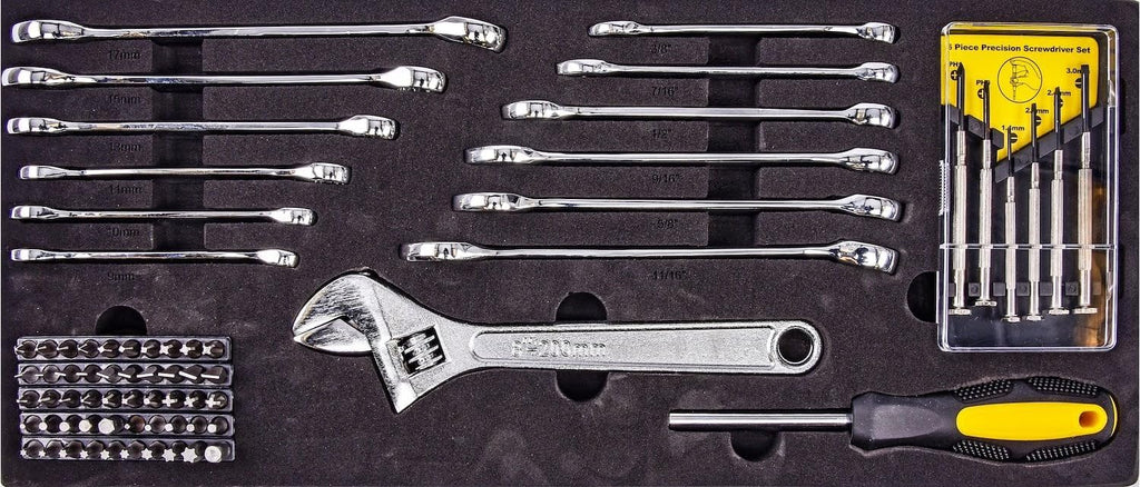JEGS 170-Piece Mechanic's Tool Set - Includes Black Powder Coated Steel Toolbox, Sockets, Extenders, Ratchets, Wrenches, Screwdrivers, Pliers & Bits