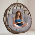 Wicker Egg Chair Cushion, Outdoor Hanging Hammock Cushion, Lounge Cushions for Patio Furniture, Round-Shaped Papasan Rocking Chair Cushion for Porch Swing