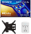 SONY K55XR80M2 55 Inch Bravia 8 QD-OLED 4K HDR Google TV with a Walts Medium Full Motion Mount for 32'-65' TVs and Amber Protection 3-Outlet-Surge Surge Protector (2025)