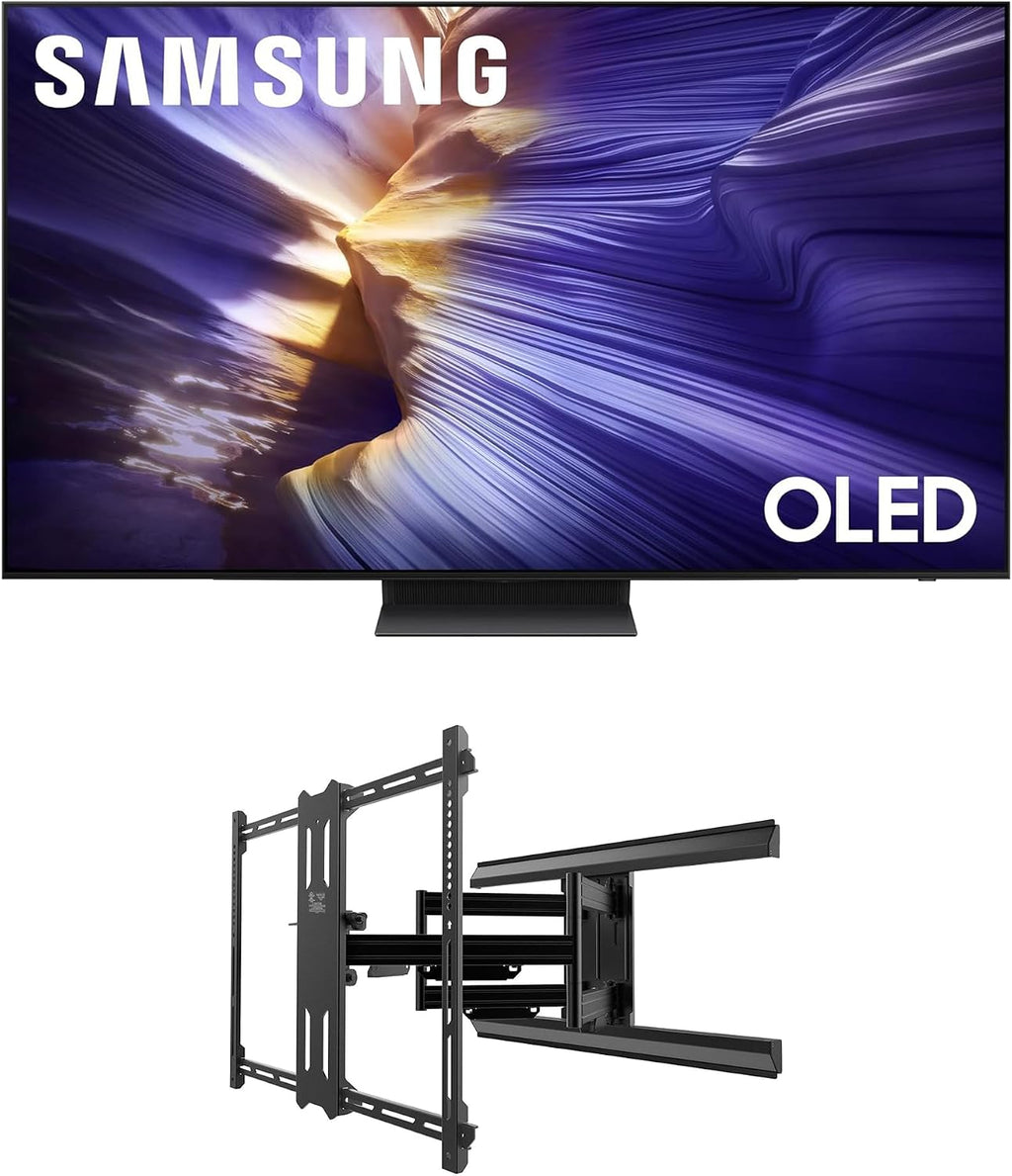 Samsung QN55S90FAFXZA 55 Inch 4K OLED Smart TV with a Kanto PMX700 Pro Series Full Motion Dual Stud Mount (2025)