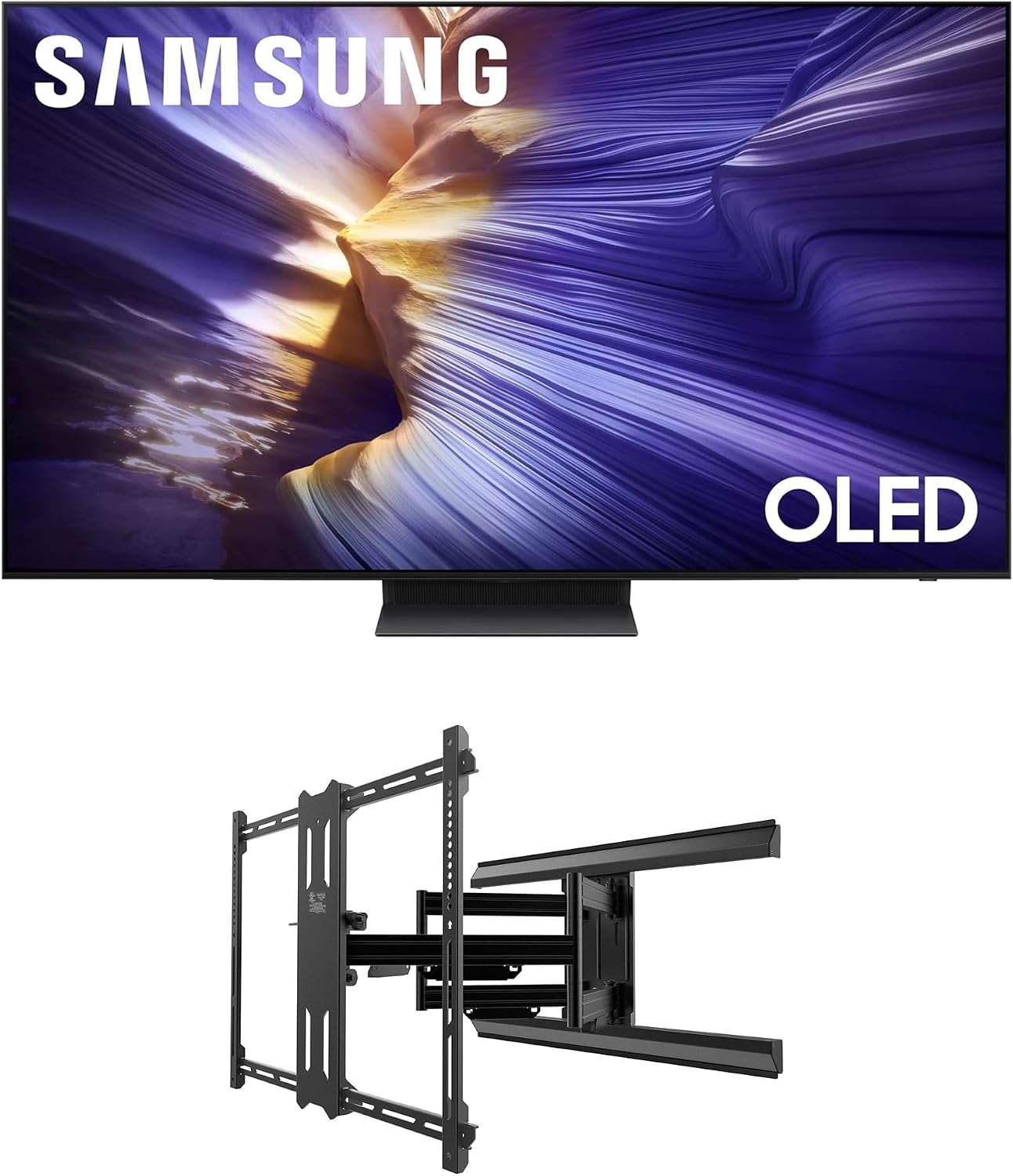 Samsung QN55S90FAFXZA 55 Inch 4K OLED Smart TV with a Kanto PMX700 Pro Series Full Motion Dual Stud Mount (2025)