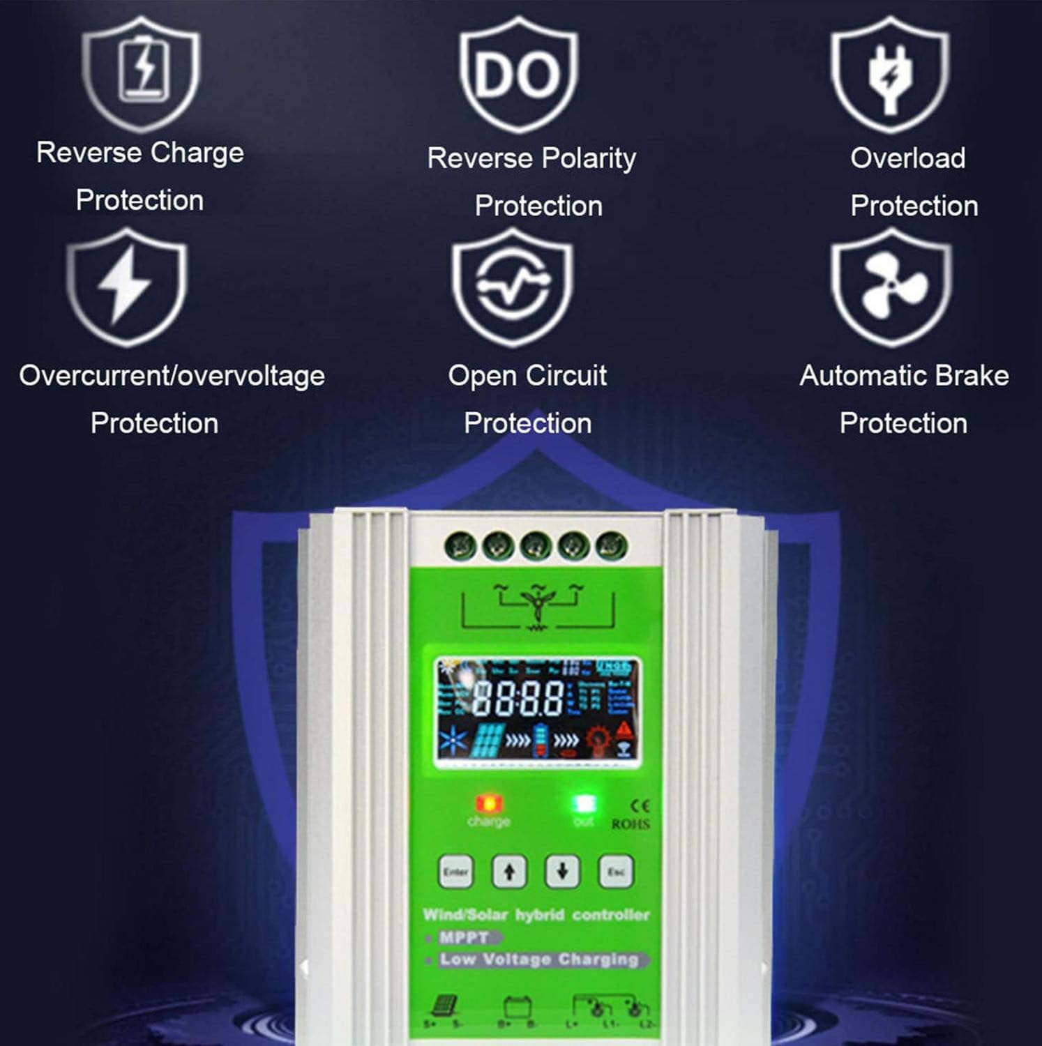 Wind Turbine Solar Hybrid Mppt Charge Controller,Battery Off Grid Controller,Wind Turbine Generator,Solar Panel Auto Regulator 12V-5000W