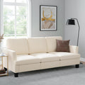 3 Seater Couch, 84' Comfy Linen Fabric Sofa with Deep Seat for Living Room, Modern Beige Sofa Couches for Bedroom, Apartment and Office (No Pillow)