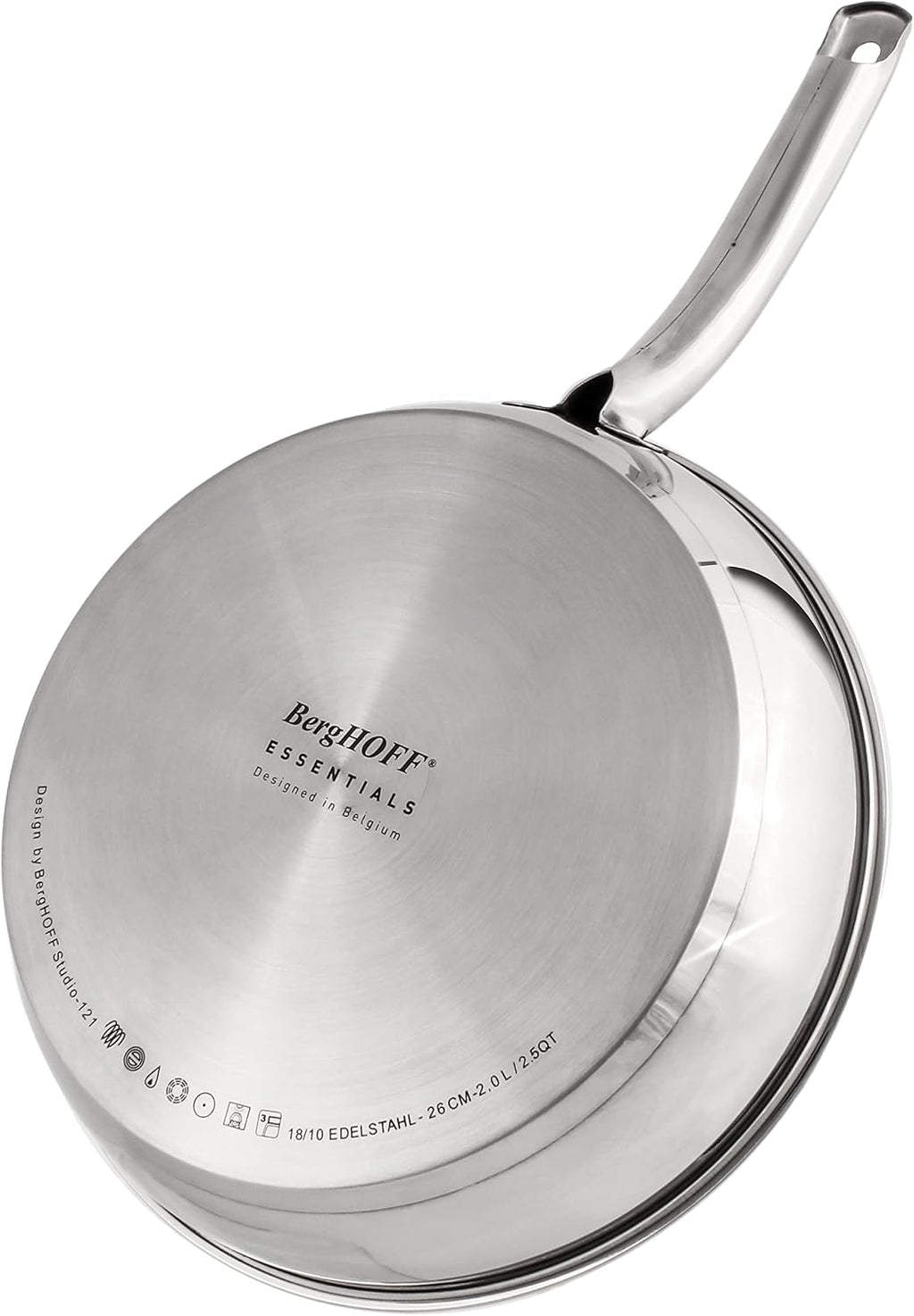 BergHOFF Belly Shape 18/10 Stainless Steel 4Pc Cookware Set, Metal Lids, Fast, Evenly Heat, Induction Cooktop Ready