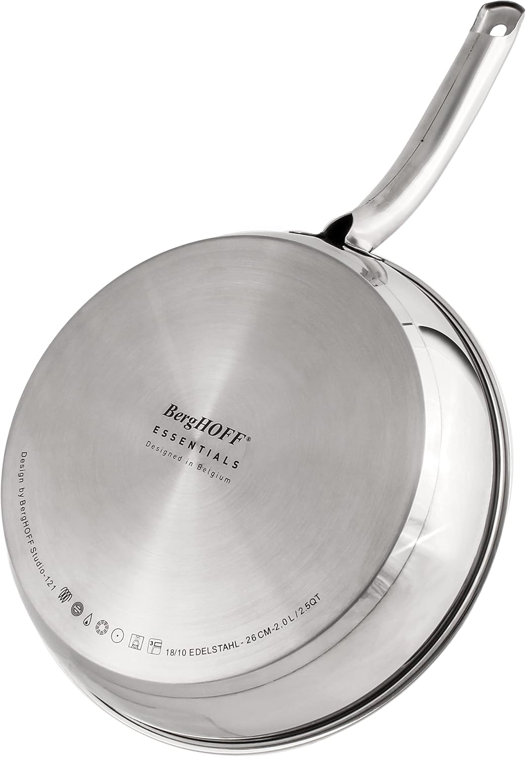 BergHOFF Belly Shape 18/10 Stainless Steel 4Pc Cookware Set, Metal Lids, Fast, Evenly Heat, Induction Cooktop Ready