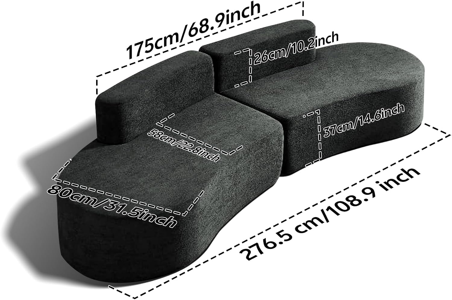 Swbvs Modular Floor Sofa Set, Boneless Memory Foam Lounge Couch, Convertible Low-Profile Seating for Living Room, Bedroom & Small Spaces, Washable Cover, Modern Black