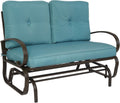 Kozyard Cozy Patio Glider Bench - Outdoor Rocking Loveseat with Sturdy Frame and Cushioned Seats for Patio, Yard - Rocker Swing with Outdoor Seating, Perfect for Porch Outdoo (Blue)