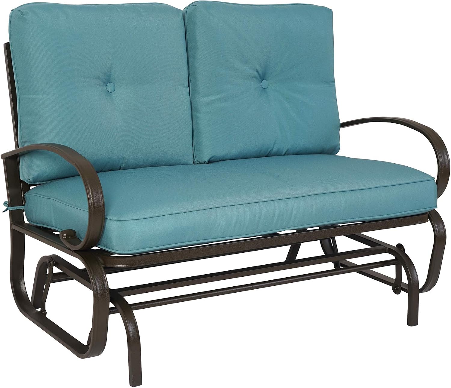 Kozyard Cozy Patio Glider Bench - Outdoor Rocking Loveseat with Sturdy Frame and Cushioned Seats for Patio, Yard - Rocker Swing with Outdoor Seating, Perfect for Porch Outdoo (Blue)
